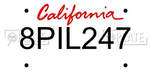 8PIL247 California License Plate