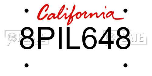 8PIL648 California License Plate