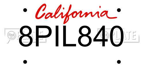 8PIL840 California License Plate