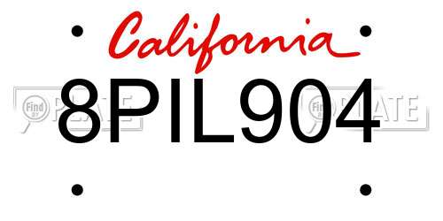 8PIL904 California License Plate