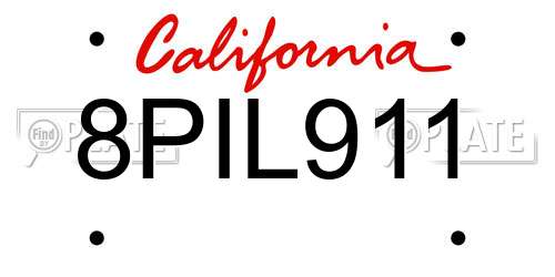 8PIL911 California License Plate
