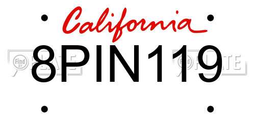 8PIN119 California License Plate