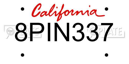 8PIN337 California License Plate