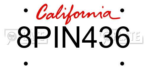 8PIN436 California License Plate