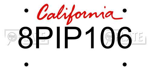 8PIP106 California License Plate