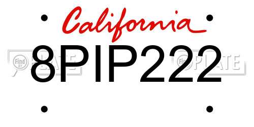 8PIP222 California License Plate