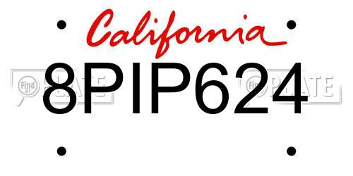 8PIP624 California License Plate