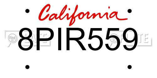 8PIR559 California License Plate