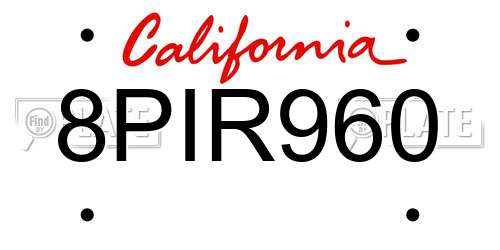 8PIR960 California License Plate