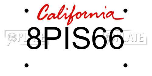 8PIS66 California License Plate