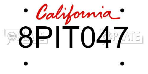 8PIT047 California License Plate