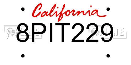 8PIT229 California License Plate