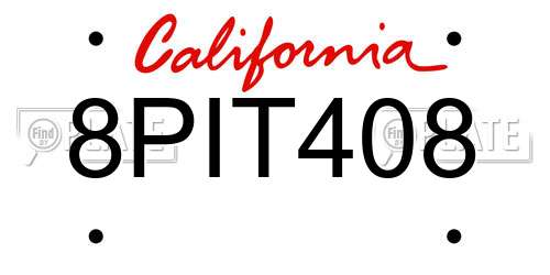 8PIT408 California License Plate