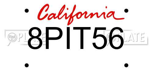 8PIT56 California License Plate