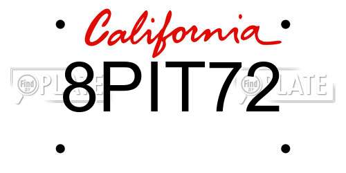 8PIT72 California License Plate