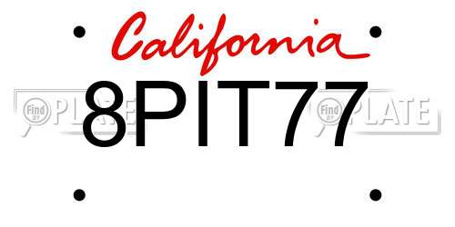 8PIT77 California License Plate