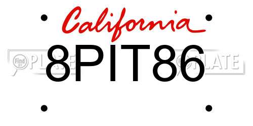 8PIT86 California License Plate