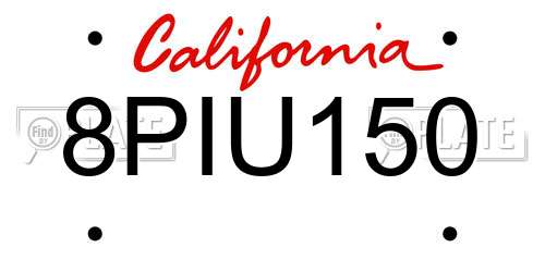 8PIU150 California License Plate