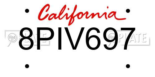 8PIV697 California License Plate