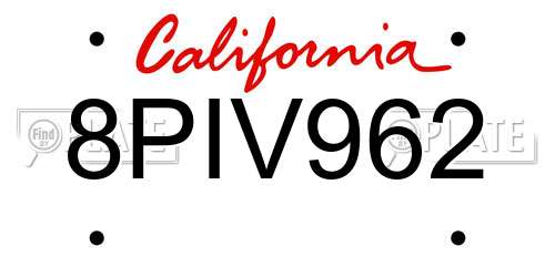 8PIV962 California License Plate
