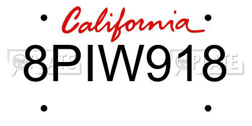 8PIW918 California License Plate