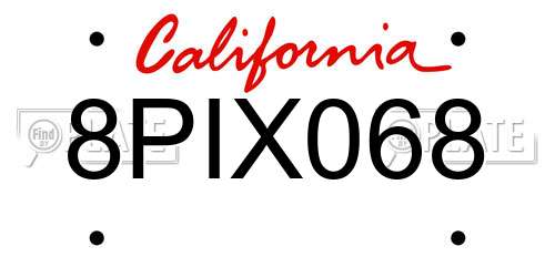 8PIX068 California License Plate