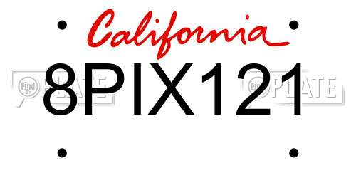 8PIX121 California License Plate