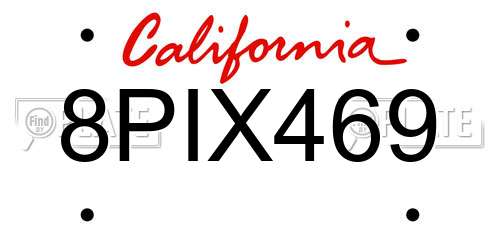 8PIX469 California License Plate
