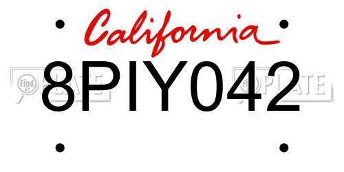 8PIY042 California License Plate