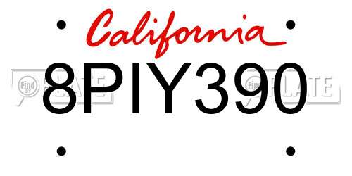 8PIY390 California License Plate