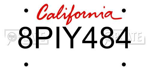 8PIY484 California License Plate