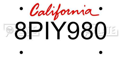 8PIY980 California License Plate