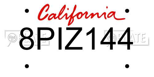 8PIZ144 California License Plate