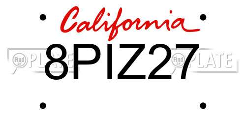 8PIZ27 California License Plate