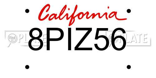 8PIZ56 California License Plate