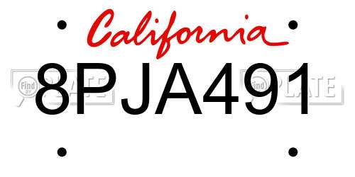 8PJA491 California License Plate