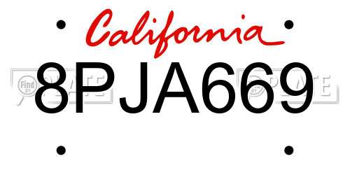 8PJA669 California License Plate