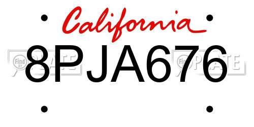 8PJA676 California License Plate