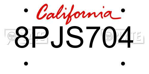 8PJS704 California License Plate