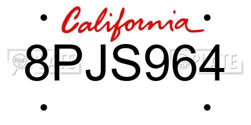 8PJS964 California License Plate