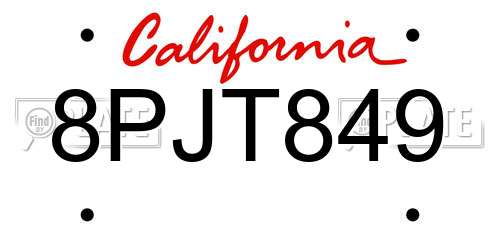 8PJT849 California License Plate