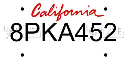 8PKA452 California License Plate