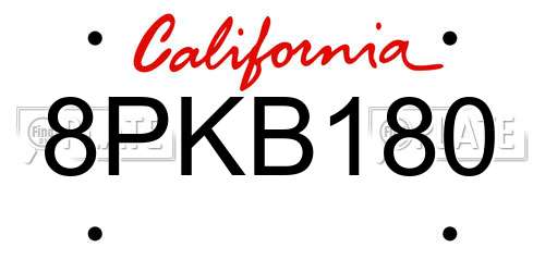 8PKB180 California License Plate