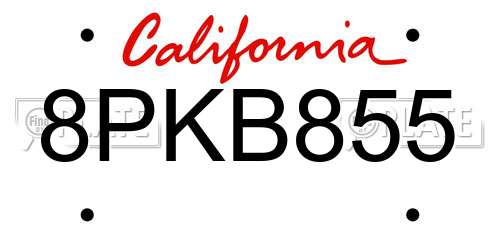 8PKB855 California License Plate