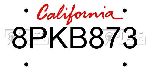 8PKB873 California License Plate
