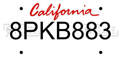 8PKB883 California License Plate