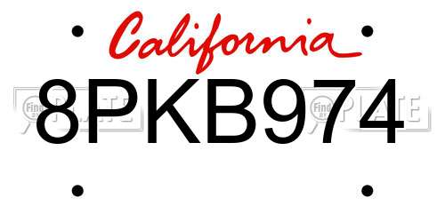 8PKB974 California License Plate
