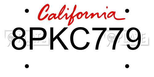 8PKC779 California License Plate