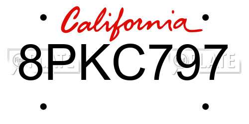 8PKC797 California License Plate