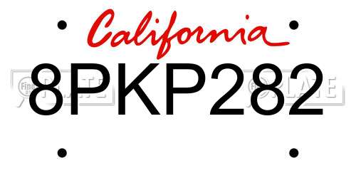 8PKP282 California License Plate